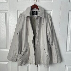 Mulberry Street Lightweight Removable Hood Ivory Jacket Large